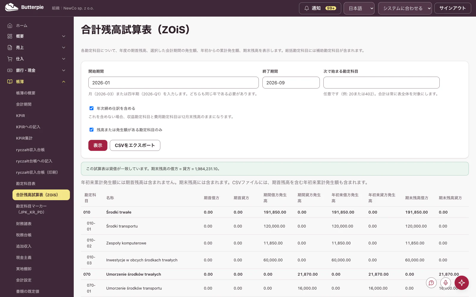 合計残高試算表